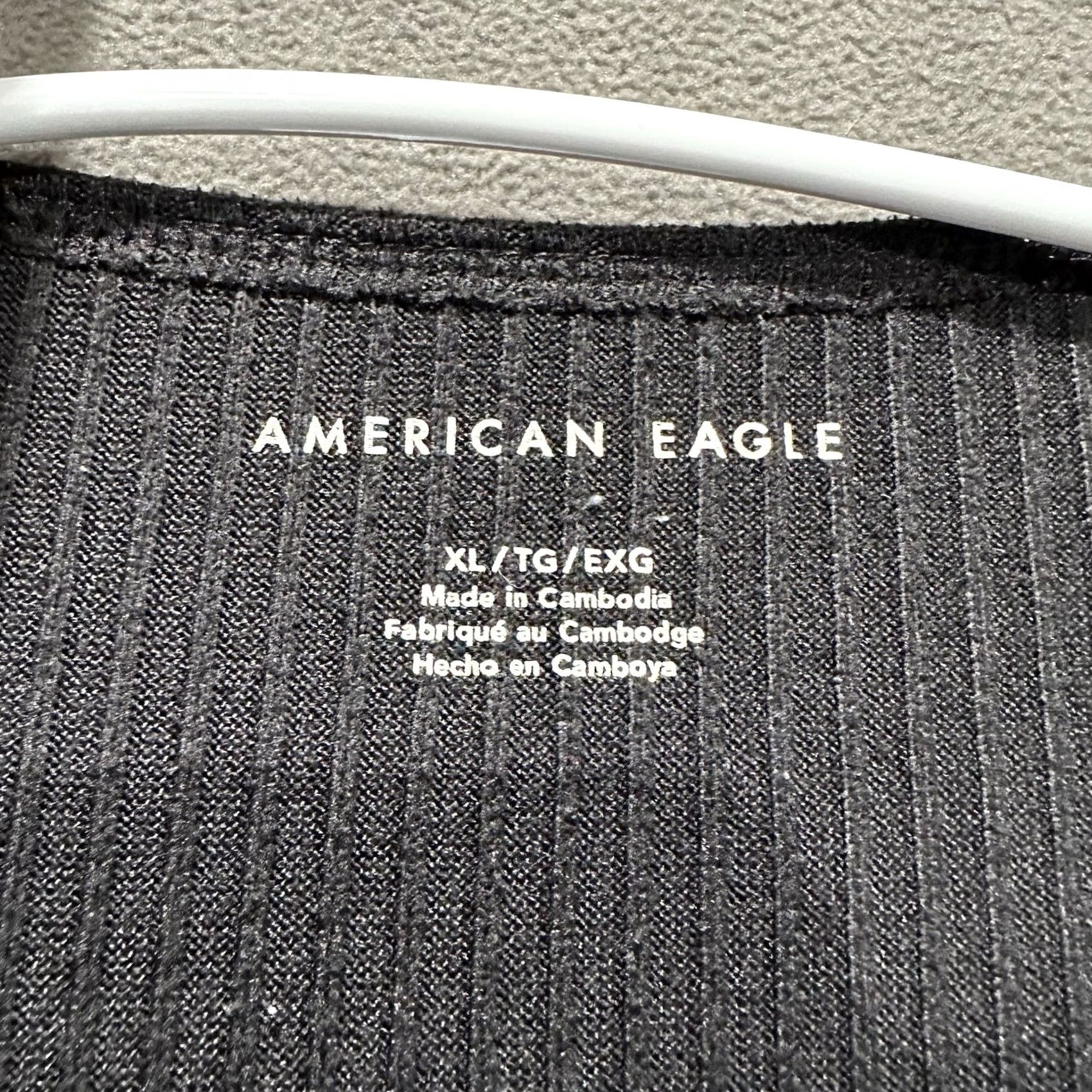 American Eagle Outfitters American Eagle Outfitters Shirt Womens XL Black Ribbed Knit V-Neck Stretch Soft Tunic EUC Size XL / US 12-14 / IT 48-50 - 4 Thumbnail