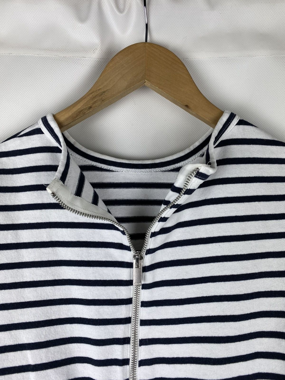 Japanese Brand × Sacai Sacai ladies striped back zip chest pocket t shirt size 3 Size L / US 10 / IT 46 - 21 Thumbnail