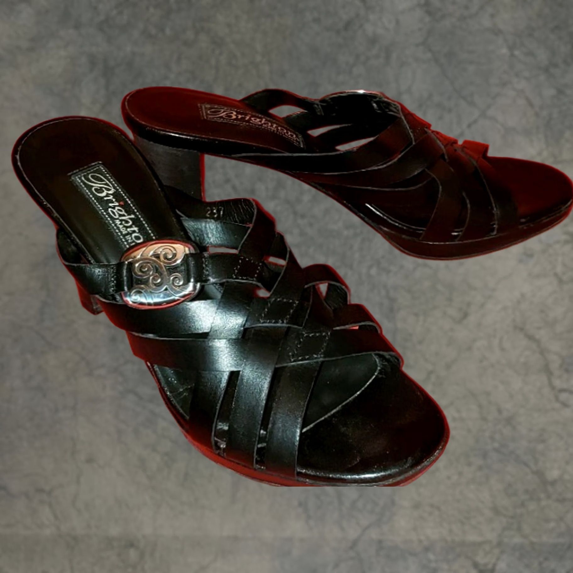 Brighton Brighton Vista Heeled Sandals Black Leather 3.25" Heel Women's Size US 4 / IT 34 - 1 Thumbnail
