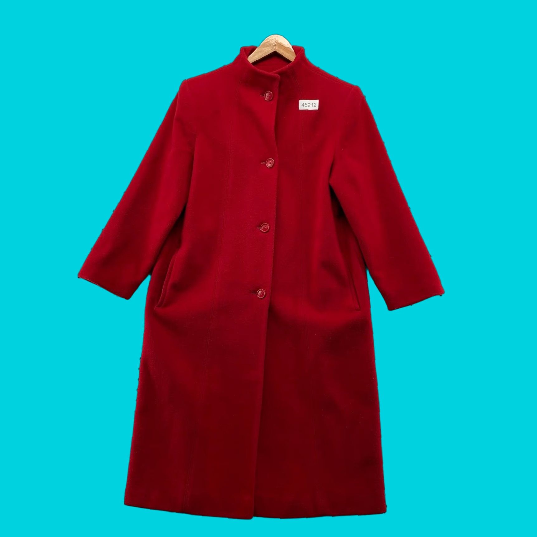 VINTAGE Manchester Coat Womens 12 Red Wool Overcoat 100% Wool Trench Long Sleeve Button
