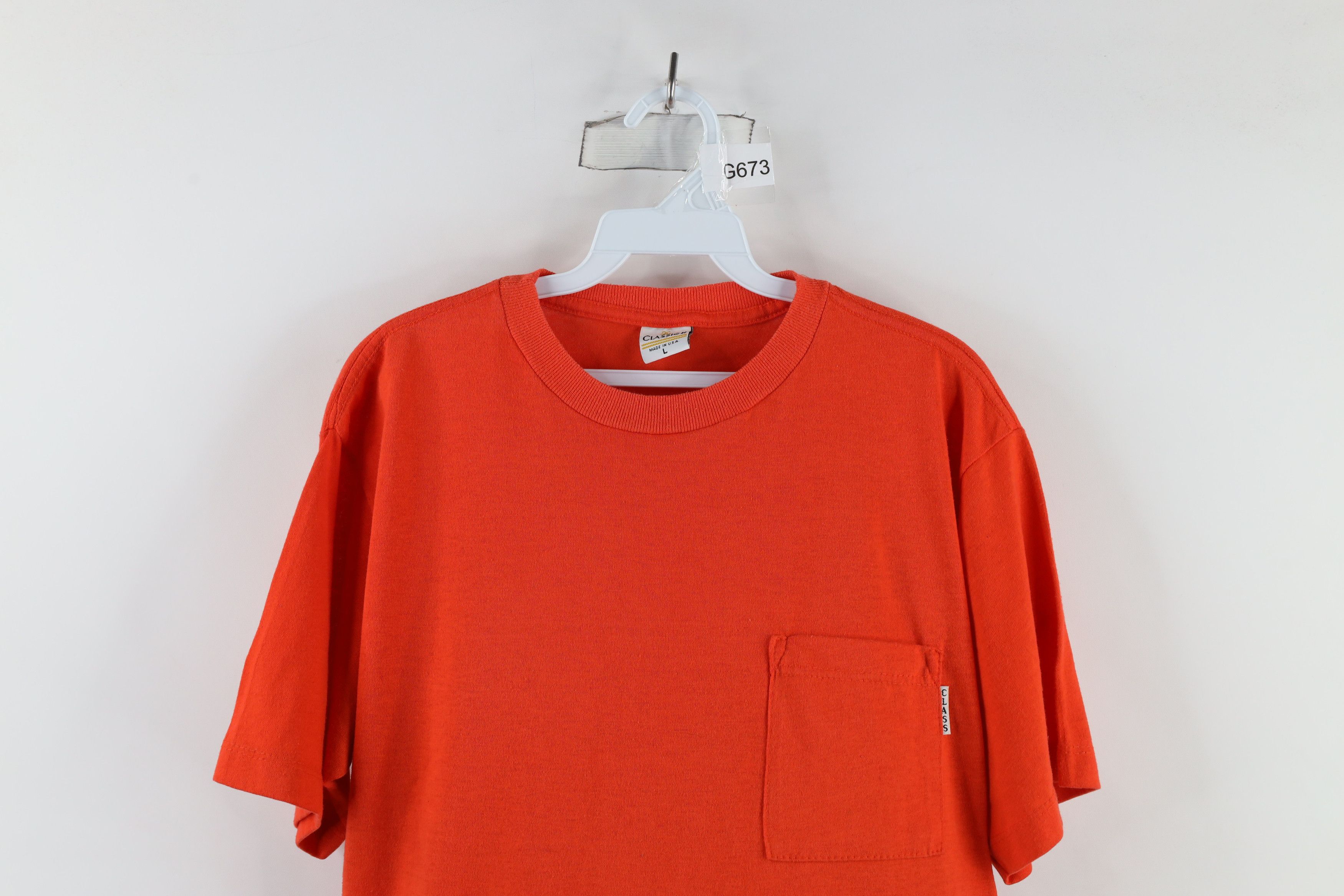 Vintage Vintage 90s Streetwear Blank Pocket T-Shirt Orange USA Size L / US 10 / IT 46 - 2 Thumbnail