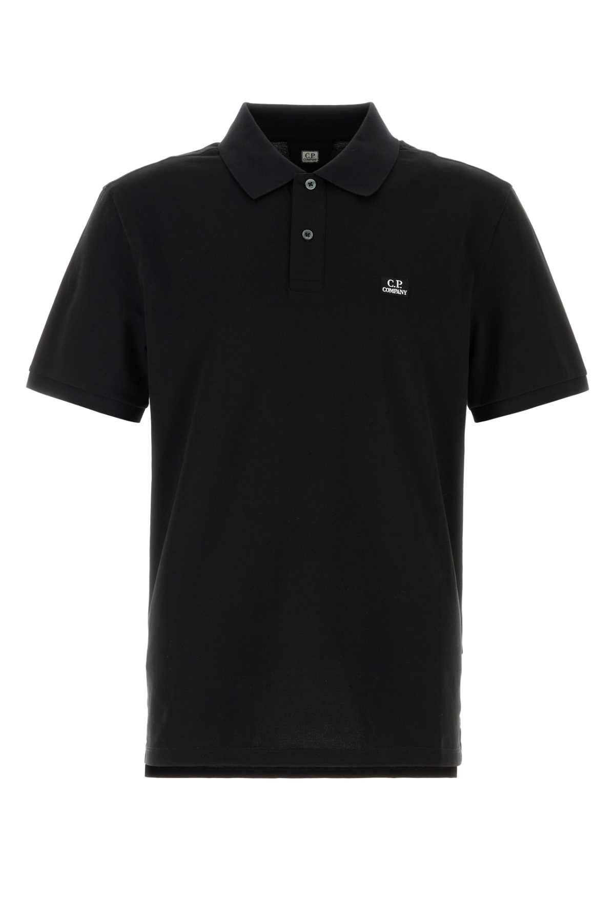 C.P. Company Black Stretch Piquet Polo Shirt Size US M / EU 48-50 / 2 - 1 Thumbnail