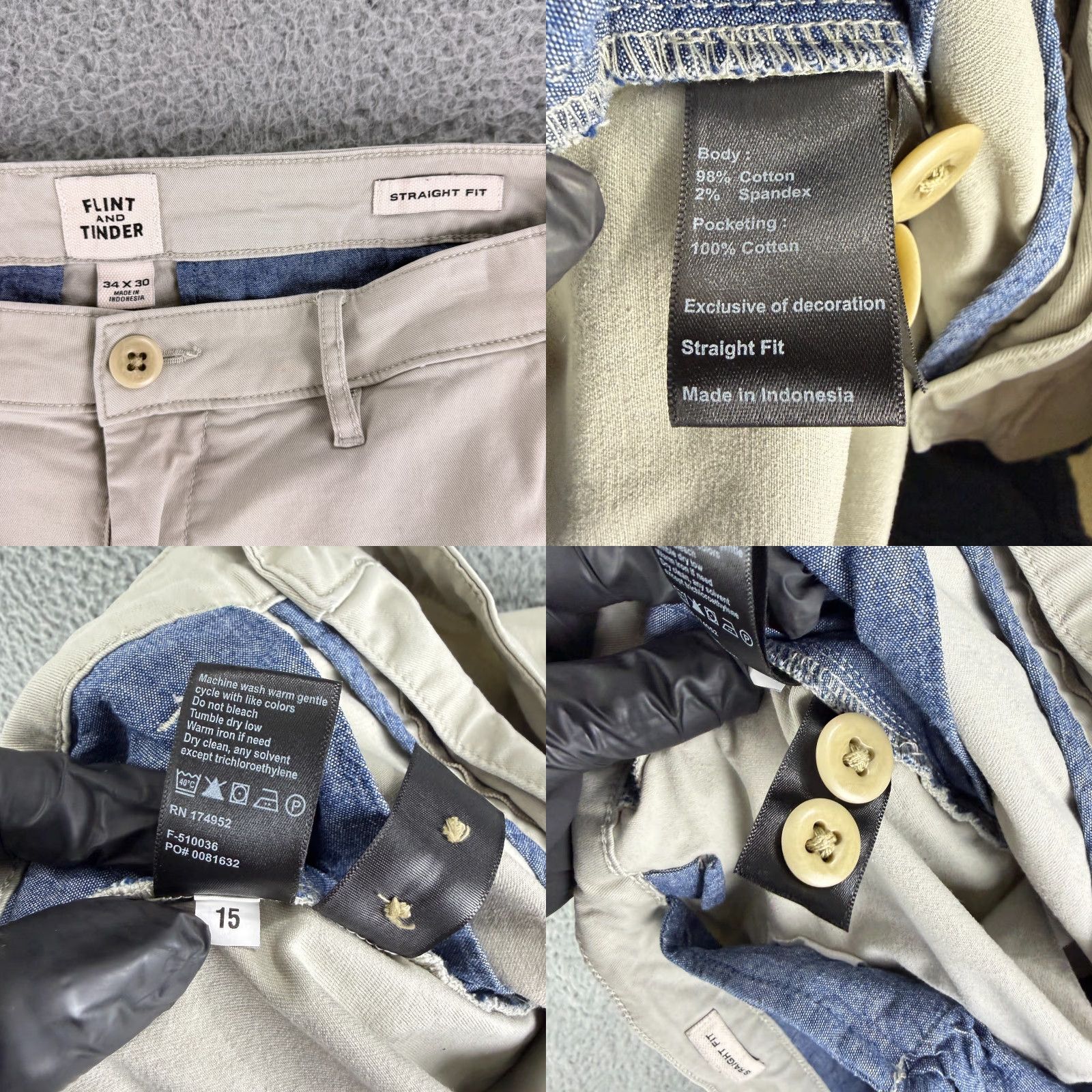 Flint And Tinder Flint and Tinder Chino Pants Mens Size 34x30 Khaki Straight Fit Casual Cotton Size US 34 / EU 50 - 9 Thumbnail