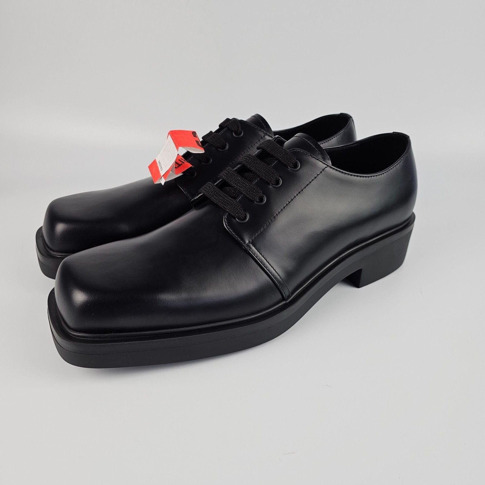Prada PRADA Black Brushed Leather Derby Shoes New And Authentic (M Size US 12 / EU 45 - 1 Thumbnail