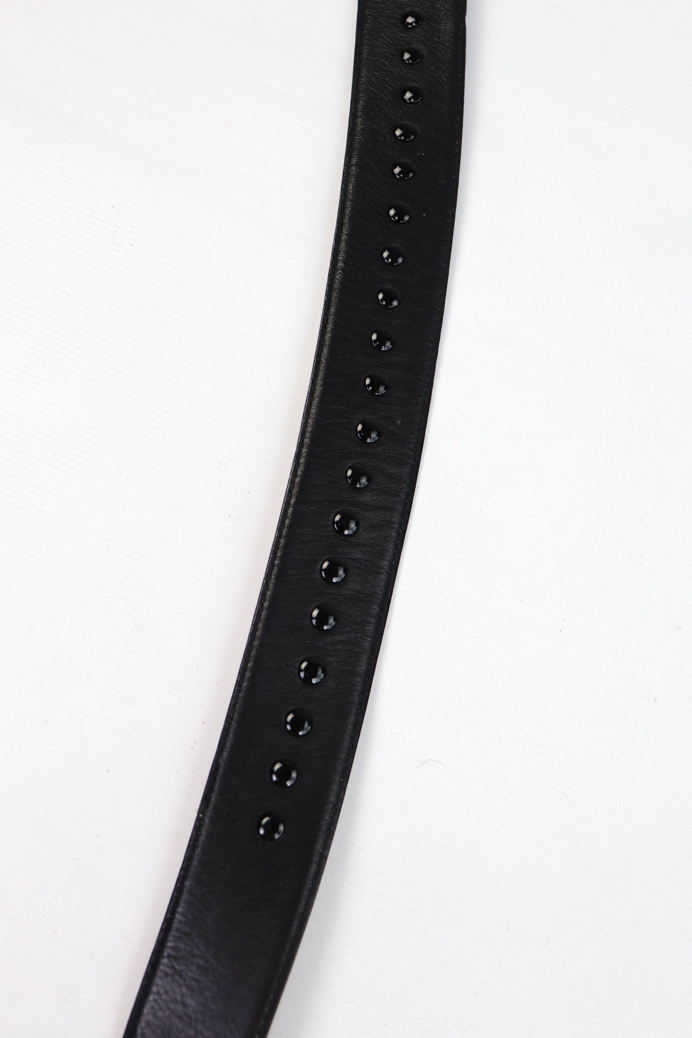 Vintage NOEMI LIBERTI PARIS Rhinestones Buckle Leather Studded Belt Size ONE SIZE - 7 Thumbnail