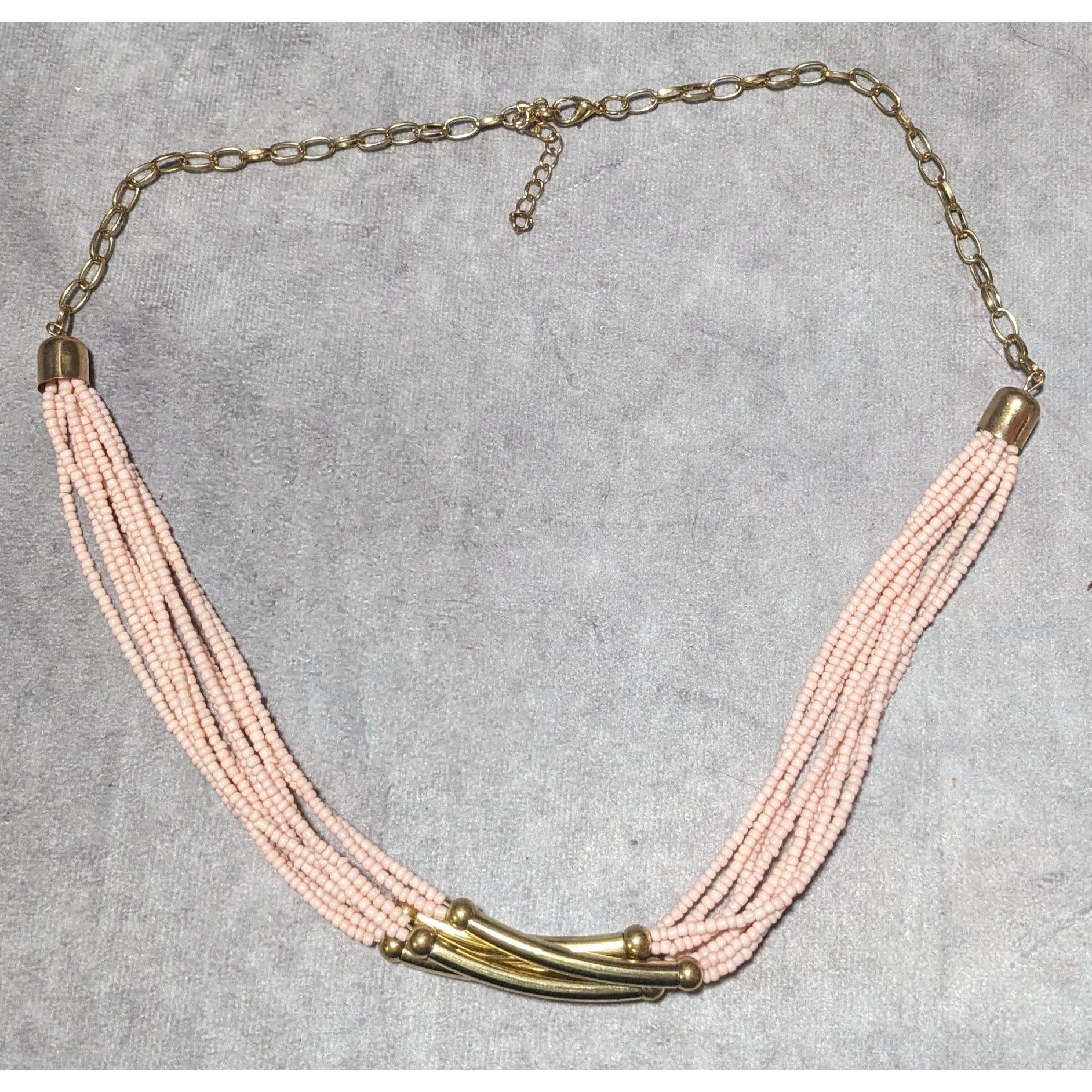 Other Pink And Gold Retro Multilayer Beaded Necklace Size ONE SIZE - 5 Thumbnail