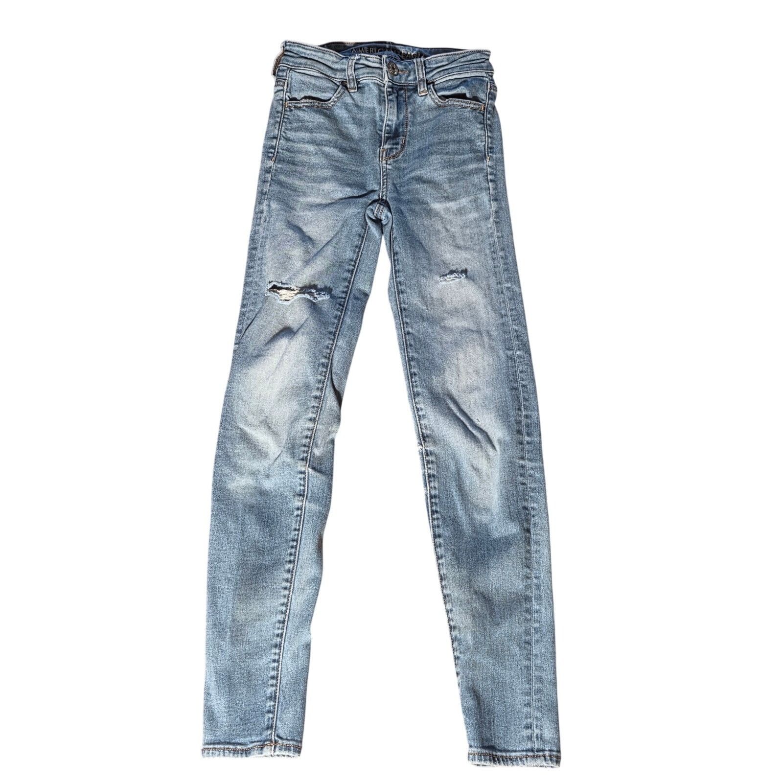 American Eagle Outfitters American Eagle Blue Distressed Denim Jeans - Size 00 Size 24" / US 00 / IT 34 - 1 Thumbnail