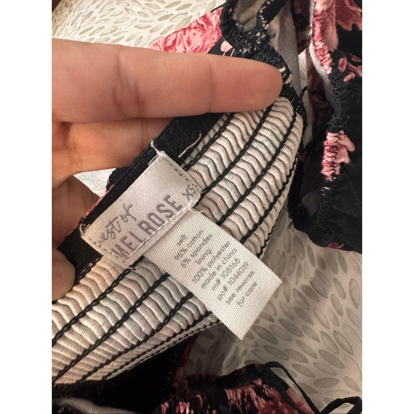 Melrose XS Black Pink Floral Corset Crop Top Puff Sleeve Hook-Front Size XS / US 0-2 / IT 36-38 - 8 Thumbnail