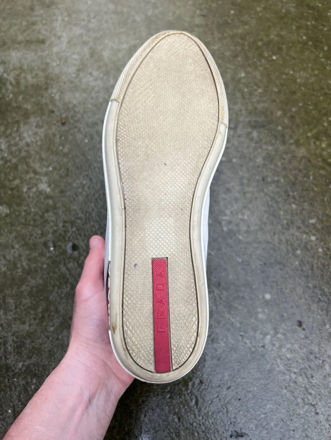 Prada ☄️Prada☄️White/Red Soft leather Sneakers (3T5743) Size US 8 / IT 38 - 20 Thumbnail