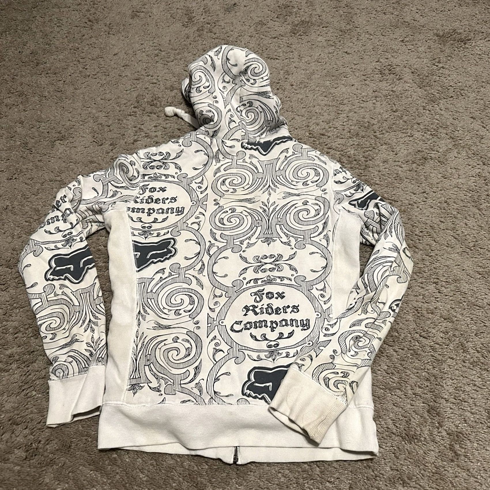 Vintage VINTAGE Fox Racing Hoodie Womens M Full Zip Grunge Motocross Y2K Skater Cream Logo Zip Winter Fall Spring Summer Size M / US 6-8 / IT 42-44 - 6 Thumbnail