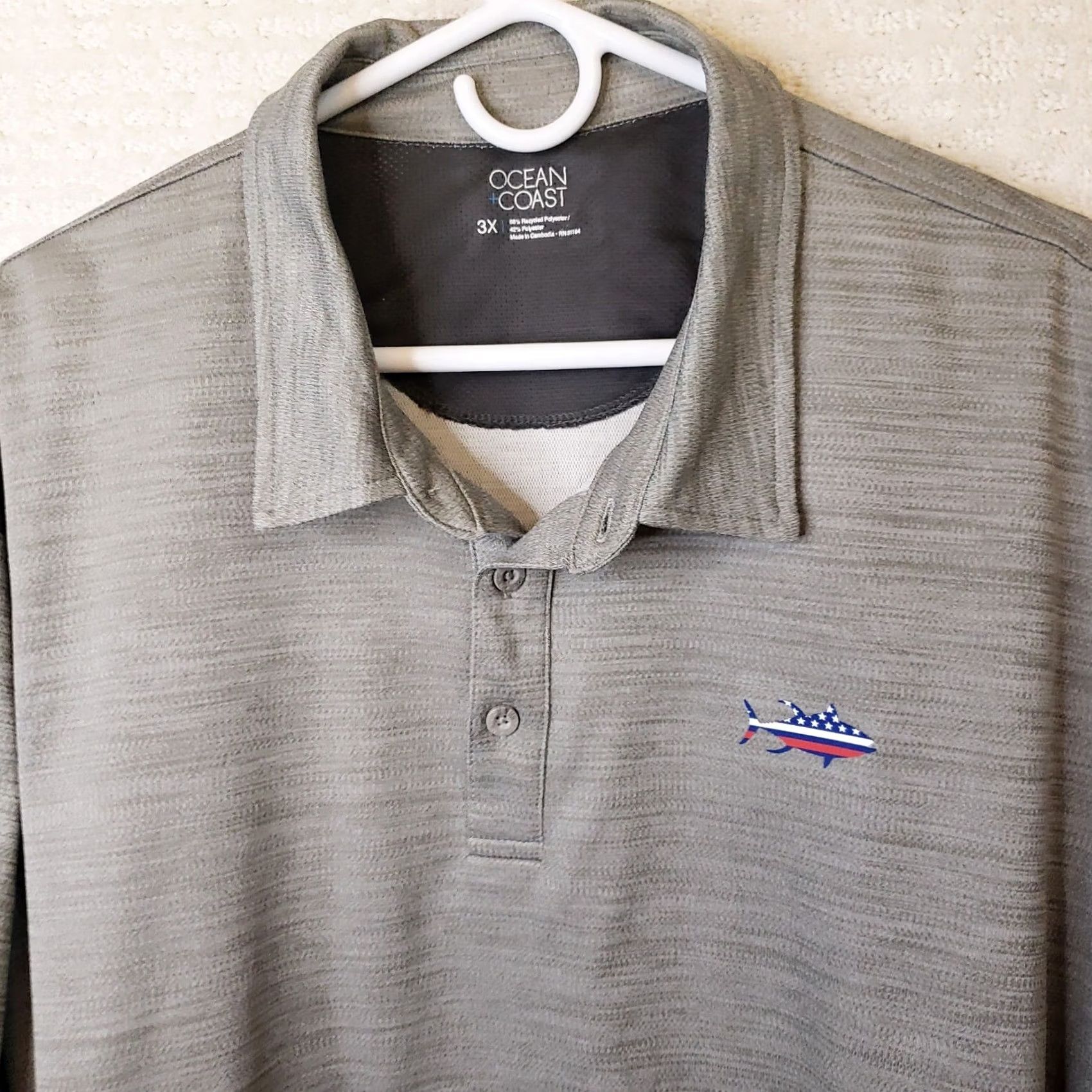 Vintage Ocean & Coast Polo Men's 3XL Gray Short Sleeve Shirt Fish Logo Size US XXL / EU 58 / 5 - 4 Thumbnail