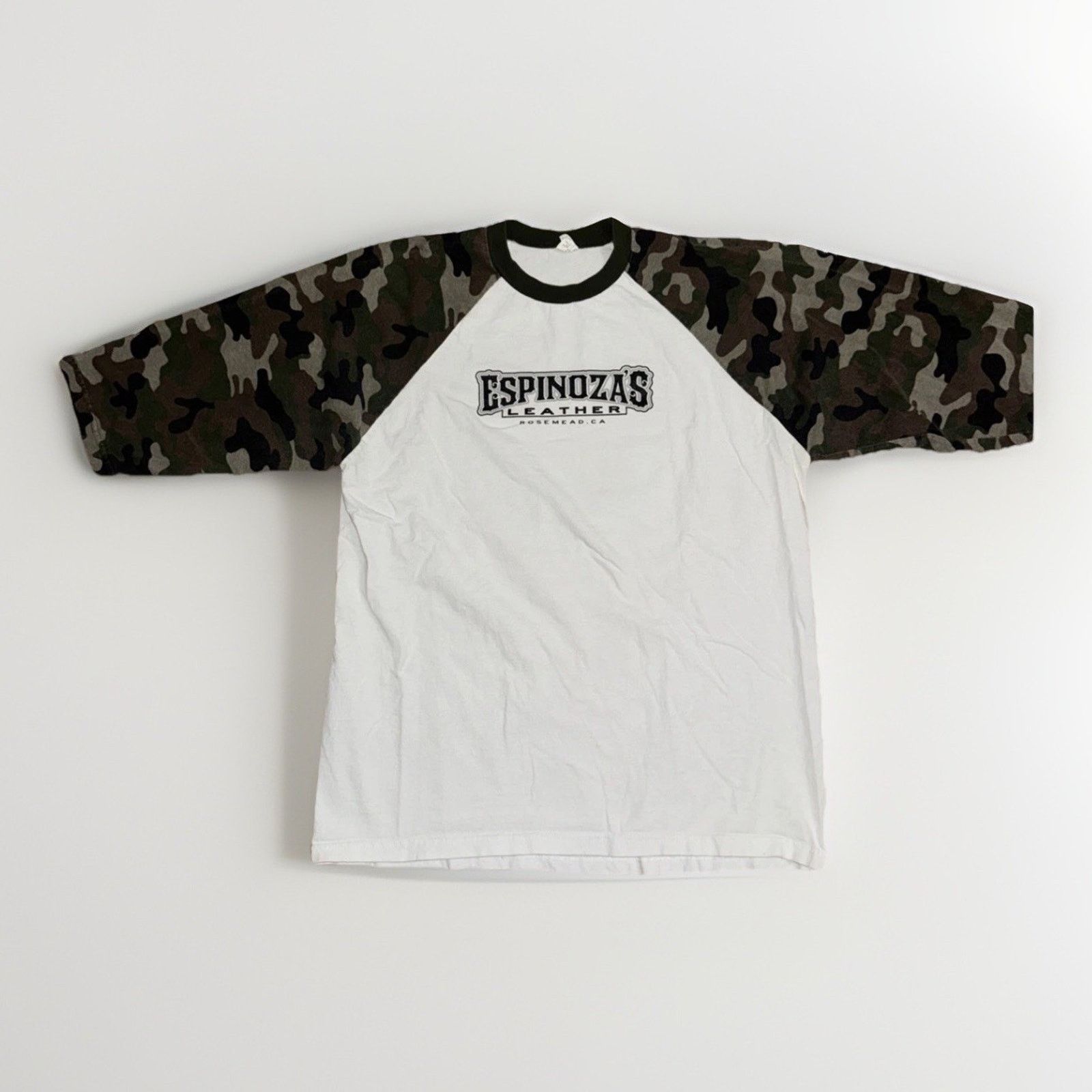 Band Tees × Harley Davidson × Vintage Espinoza’s Leather 3/4 Sleeve Baseball T-Shirt Men’s XL Camo Size US XL / EU 56 / 4 - 2 Thumbnail