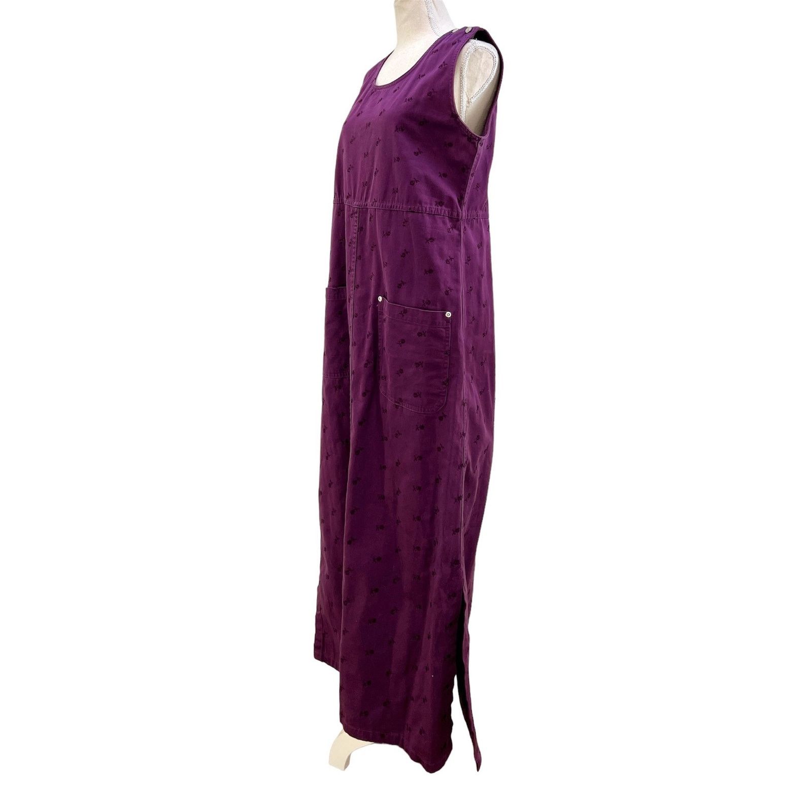 Denim & Co. Denim & Co Eyelet Cotton Twill Sleeveless Maxi Dress Purple Size M / US 6-8 / IT 42-44 - 2 Thumbnail