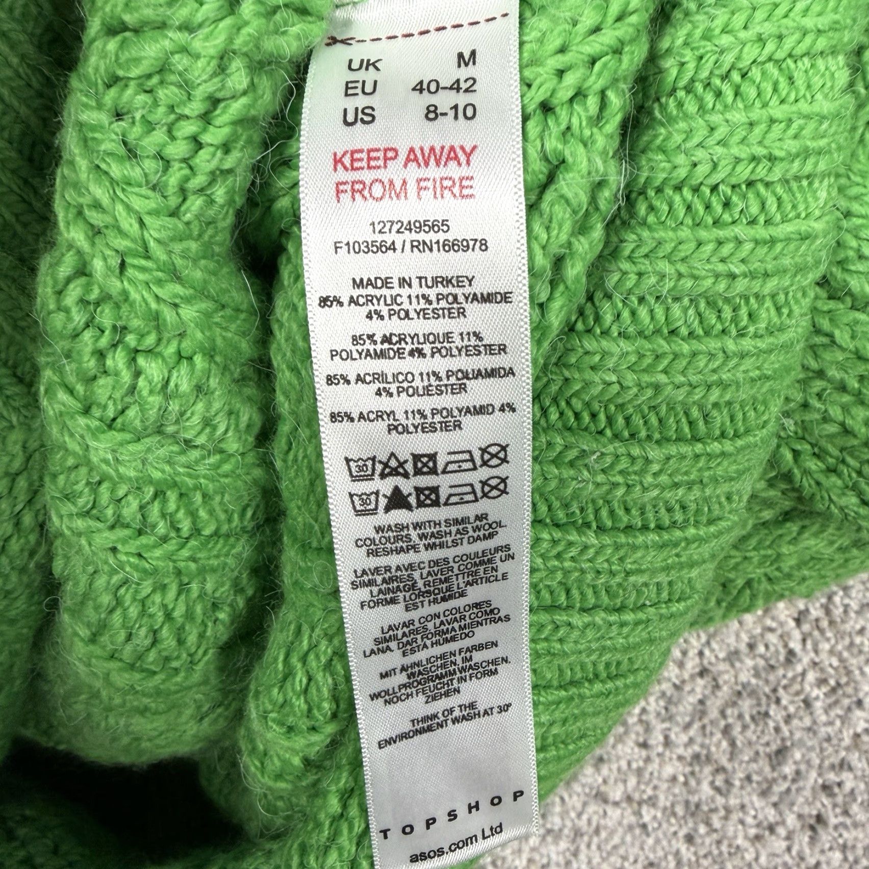Topshop VINTAGE Topshop Green Cable Knit Quarter Zip Sweater S Ring Pull Chunky Pullover Cozy Womens Small Size S Size S / US 4 / IT 40 - 6 Thumbnail