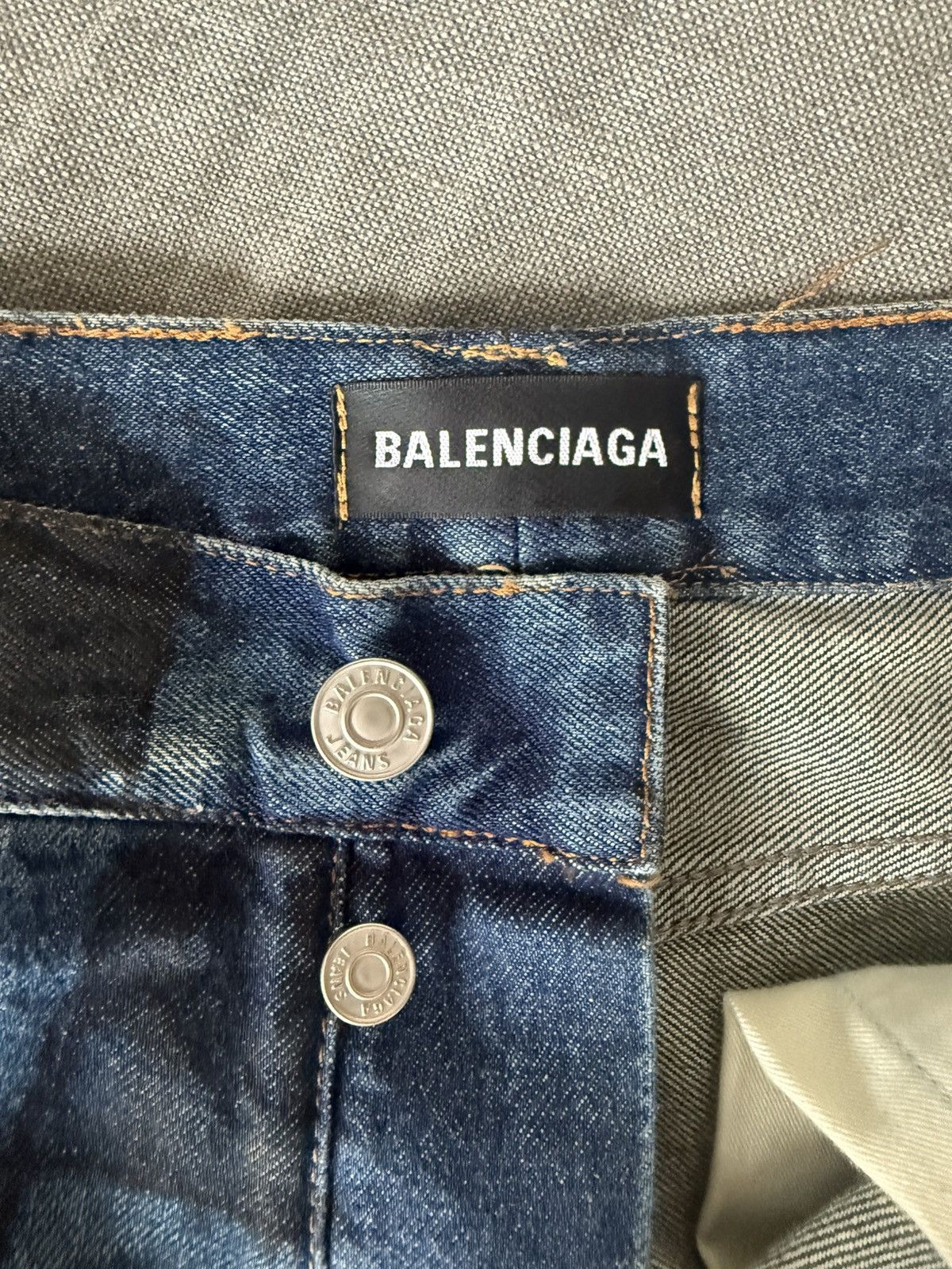 Balenciaga Rare Balenciaga Blue Checkered Denim Size US 29 - 3 Thumbnail