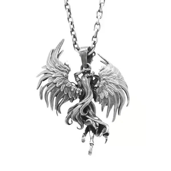 Vintage Evil Angel Wings Goddess Pendant Necklace Size ONE SIZE - 4 Thumbnail