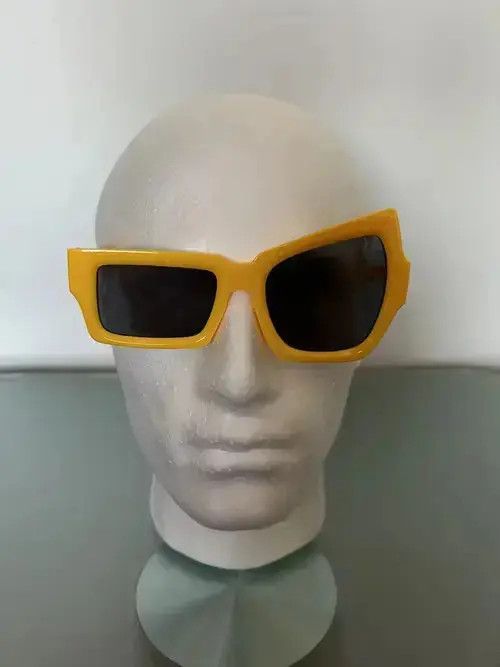 Japanese Brand × Vintage Y2K Asymmetric Sunglasses (yellow) Size ONE SIZE - 4 Thumbnail