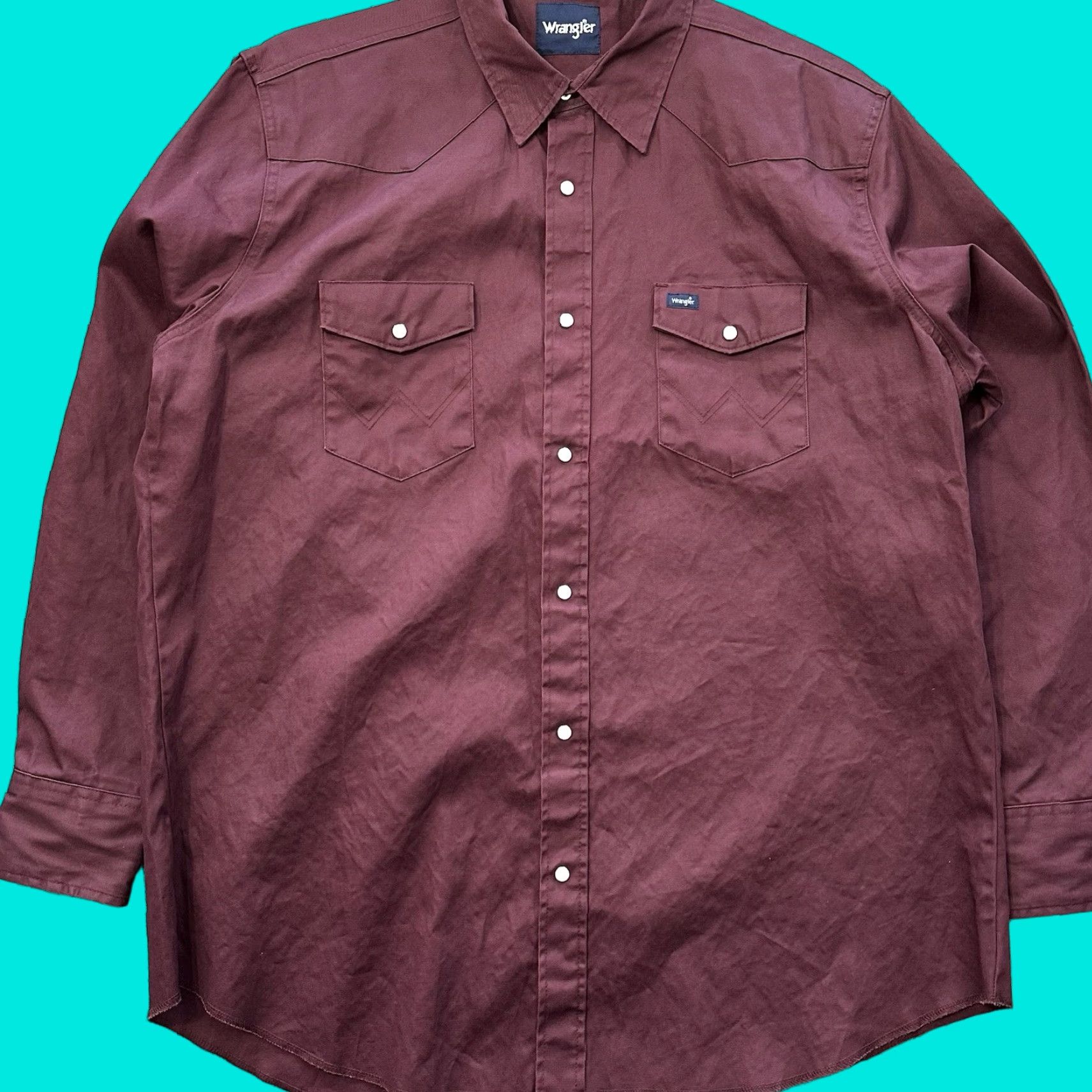 Wrangler VINTAGE Wrangler Cowboy Cut Western Shirt Pearl Snap Mens XXLT Firm Finish Twill Maroon Size US XXL / EU 58 / 5 - 1 Thumbnail