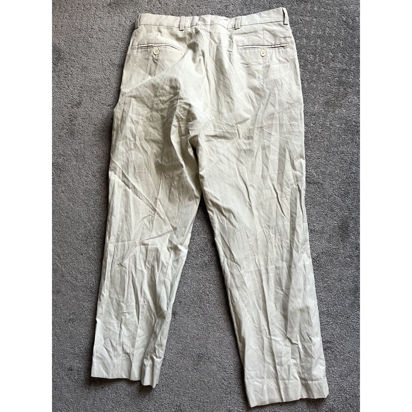 Nautica Nautica Men’s 34x30 Beige Pinstripe Pima Cotton Polyester Pants Slim Dress Pants Straight 30 in Inseam Men Size US 34 / EU 50 - 3 Thumbnail