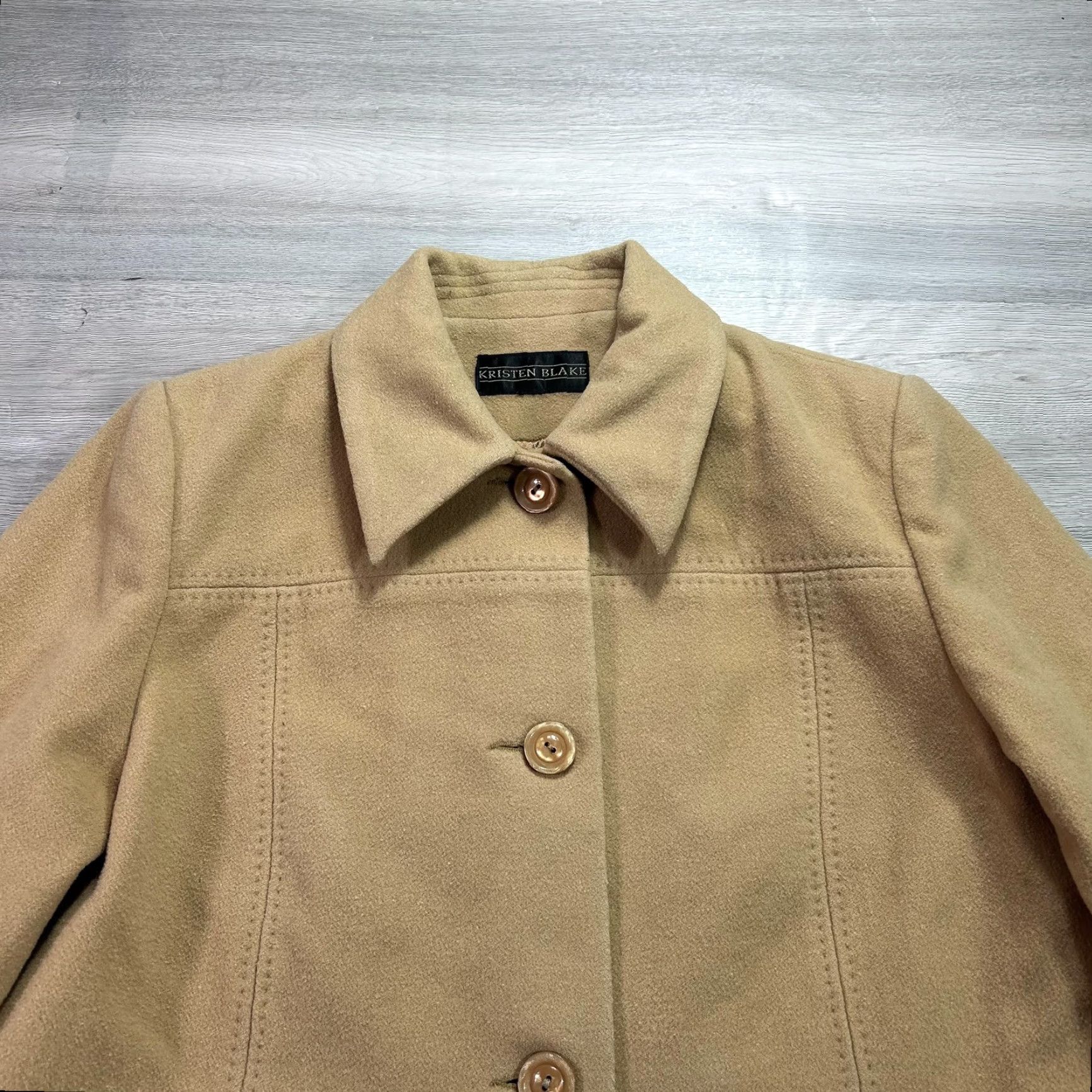 Camel Kristen Blake Coat Womens 16 Beige Wool Single-Breasted Lined Camel Jacket Coat Size XXL / US 16-18 / IT 52-54 - 4 Thumbnail