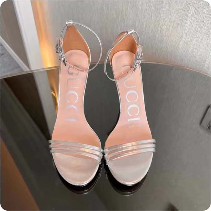 Gucci o1s1wg110425 Double G Sandals in Silver Size US 7 / IT 37 - 4 Thumbnail