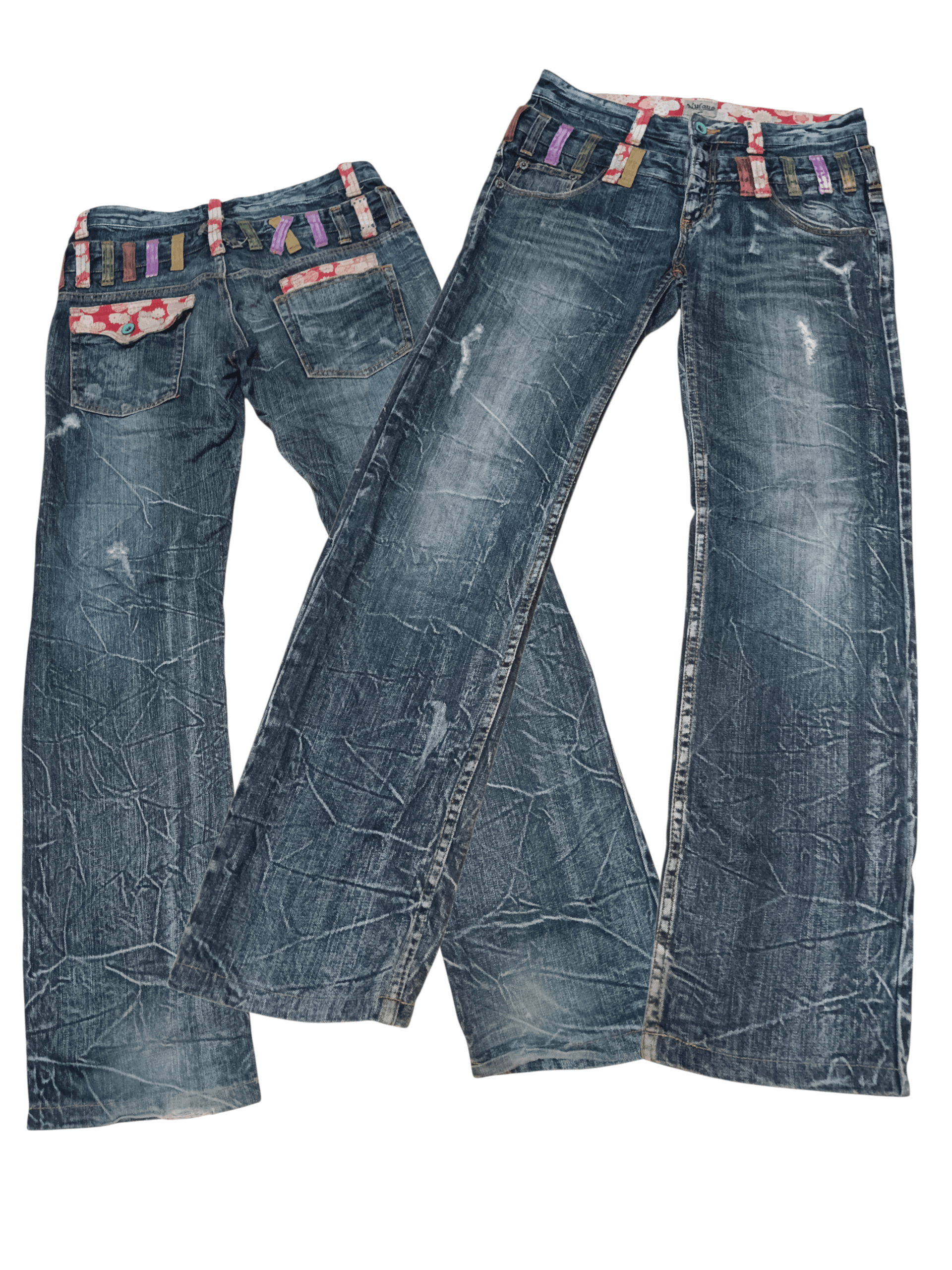 Karakuri Tamashii Nylaus Karakuri Style Double Waist Distressed Denim Size US 32 / EU 48 - 1 Thumbnail
