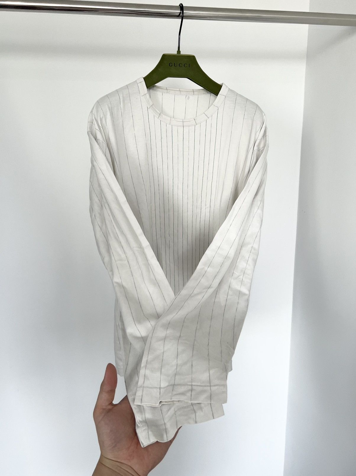 image of Comme Des Garcons Homme x Vintage 90’S Trashed Sun Fade Comme Des Garcons Long Sleeve Shirt in Gree