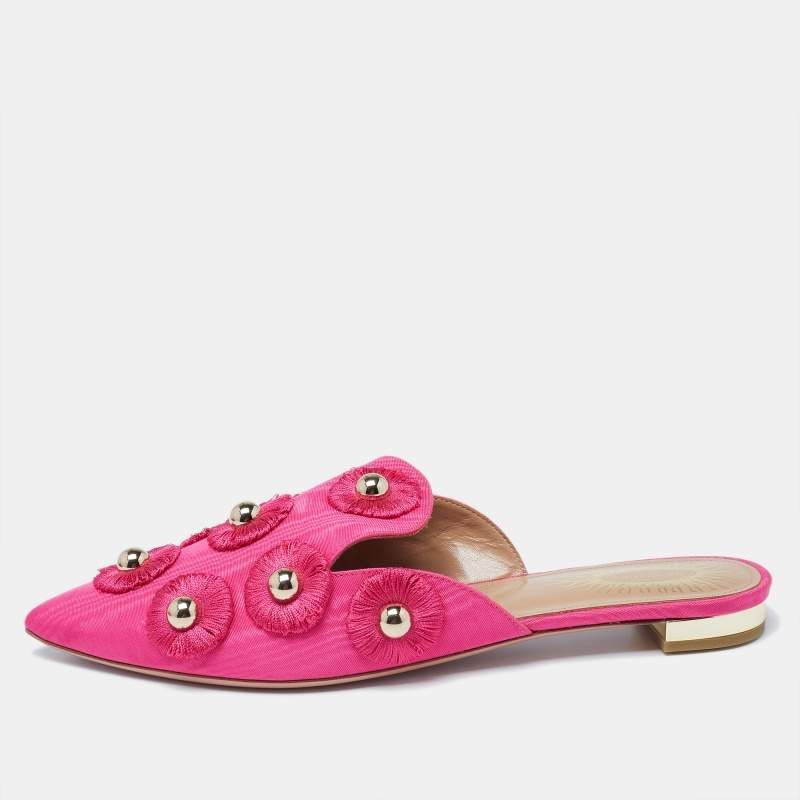Aquazzura o1y0625 Flat Mules in Fuchsia Size US 5 / IT 35 - 1 Thumbnail