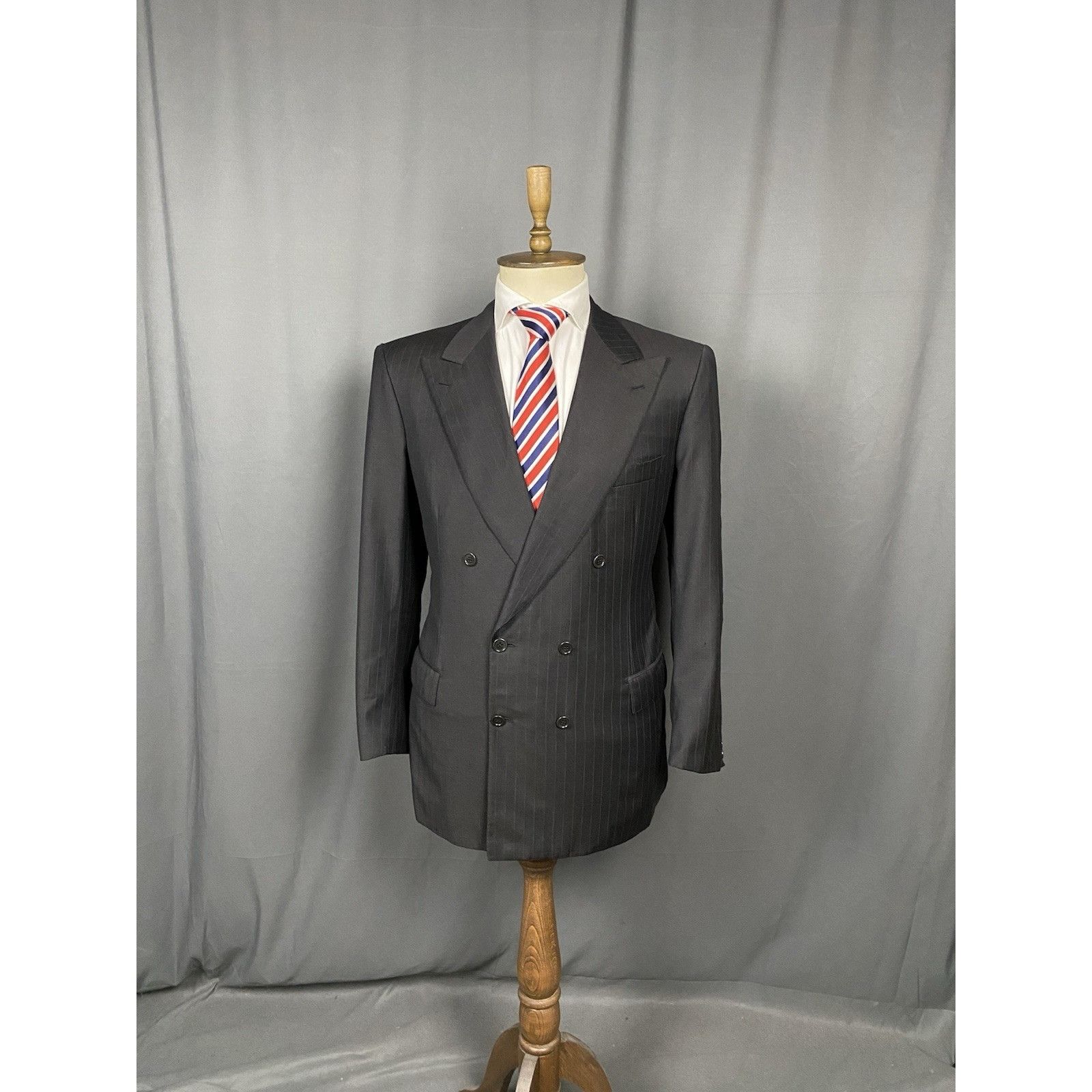 Brioni Brioni Men's Gray Wool Double Breasted Striped Wool Blazer J Size 52R - 3 Thumbnail