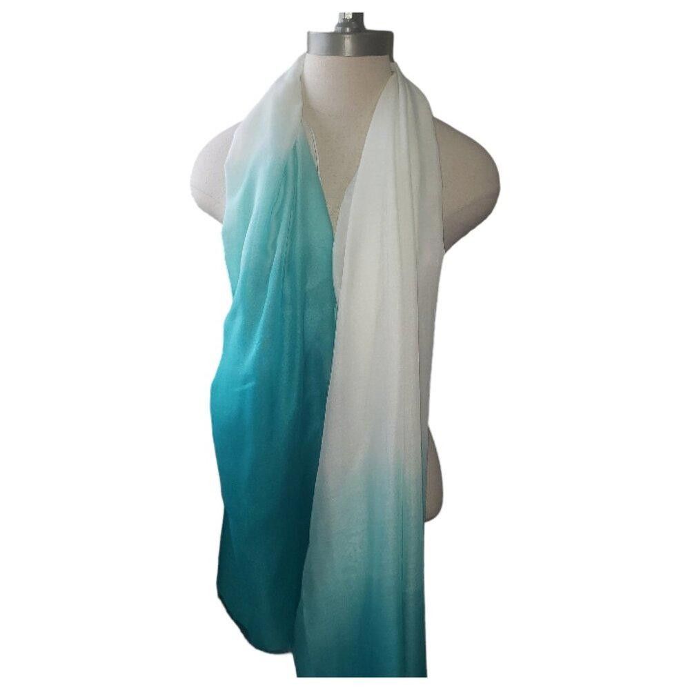 Designer CT1597 J.Jill Teal and Cream Scarf/Wrap Size ONE SIZE - 1 Thumbnail