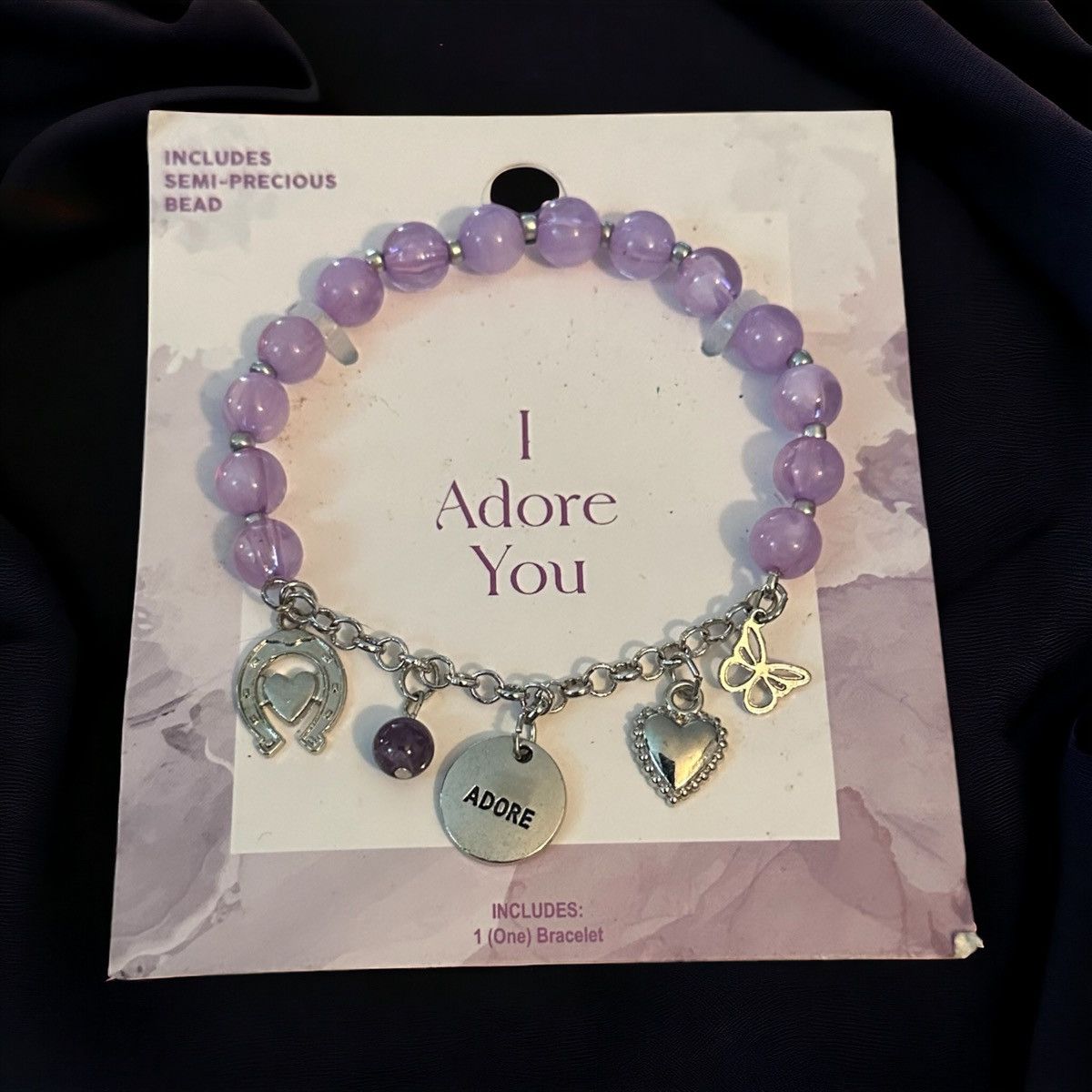 Other I Adore You purple beaded charm stretch bracelet Size ONE SIZE - 1 Preview