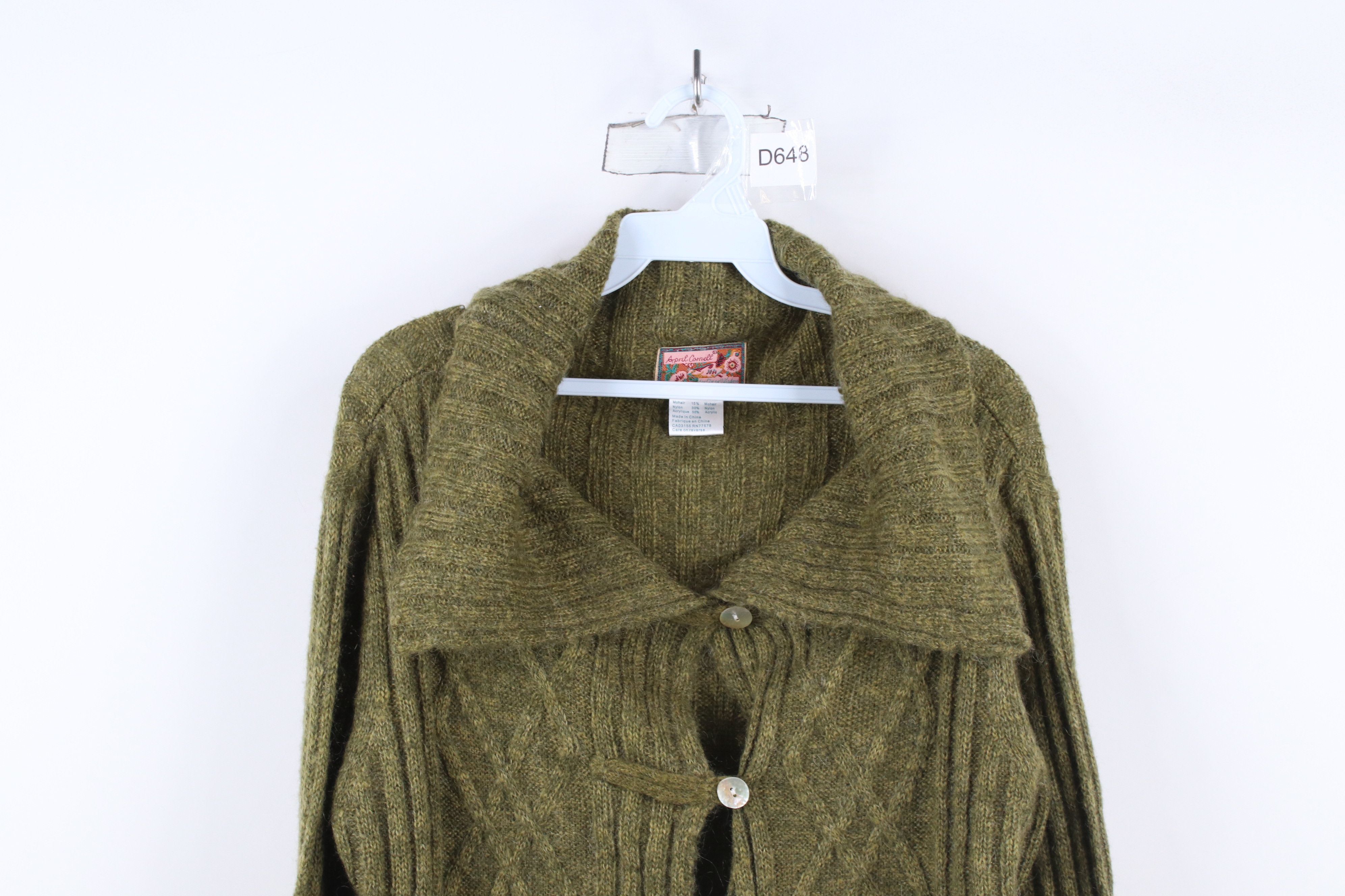 Vintage Vintage 90s Streetwear Wool Cable Knit Cardigan Sweater Size M / US 6-8 / IT 42-44 - 2 Thumbnail