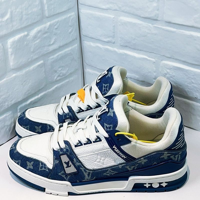 Louis Vuitton Louis Vuitton Denim Leather Trainer Low Top Sneakers -2508 Size US 9.5 / EU 42-43 - 1 Thumbnail