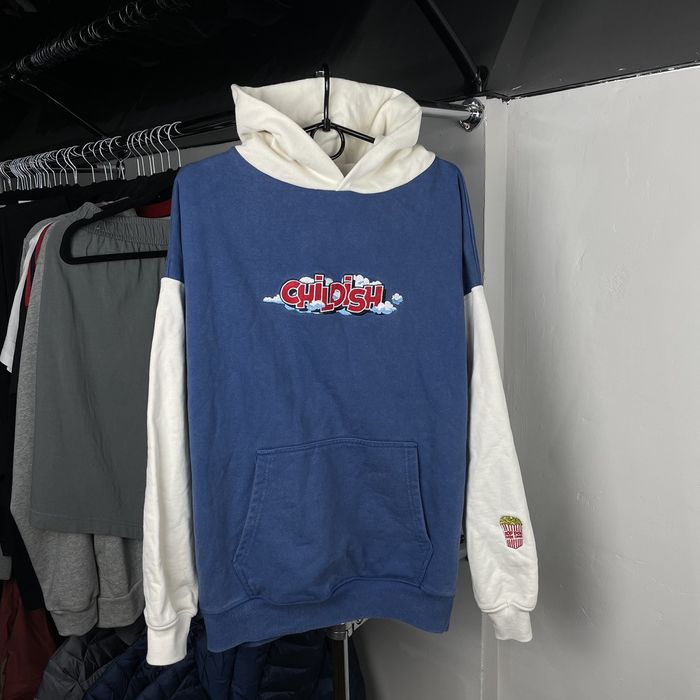 Childish hoodie blue online and white