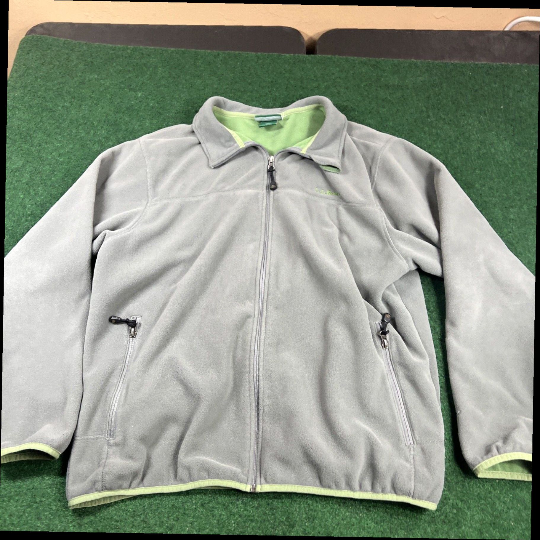 Vintage L.L. Bean Men's Polartec Fleece Jacket Full Zip L Grey & Green Outdoors Hiking Size US L / EU 52-54 / 3 - 1 Thumbnail
