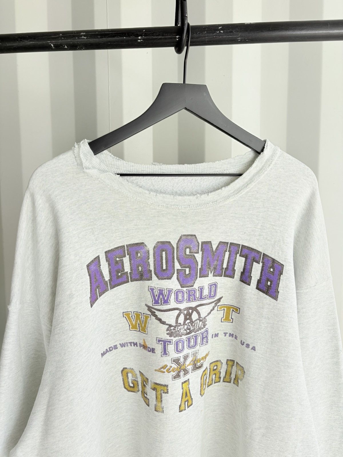 Vintage Thrashed Aerosmith Sun Faded Distressed ERD Grunge Band Size US XXL / EU 58 / 5 - 2 Thumbnail