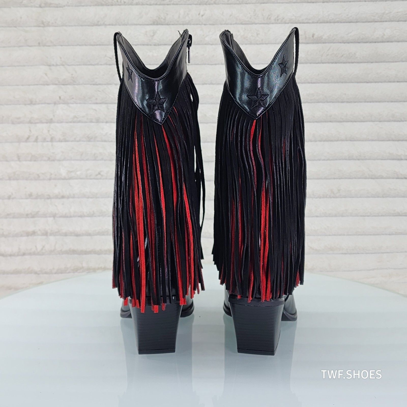 Other Dusty Roads Mid Calf Black and Red Fringe Country Western Co Size US 6.5 / IT 36.5 - 5 Thumbnail