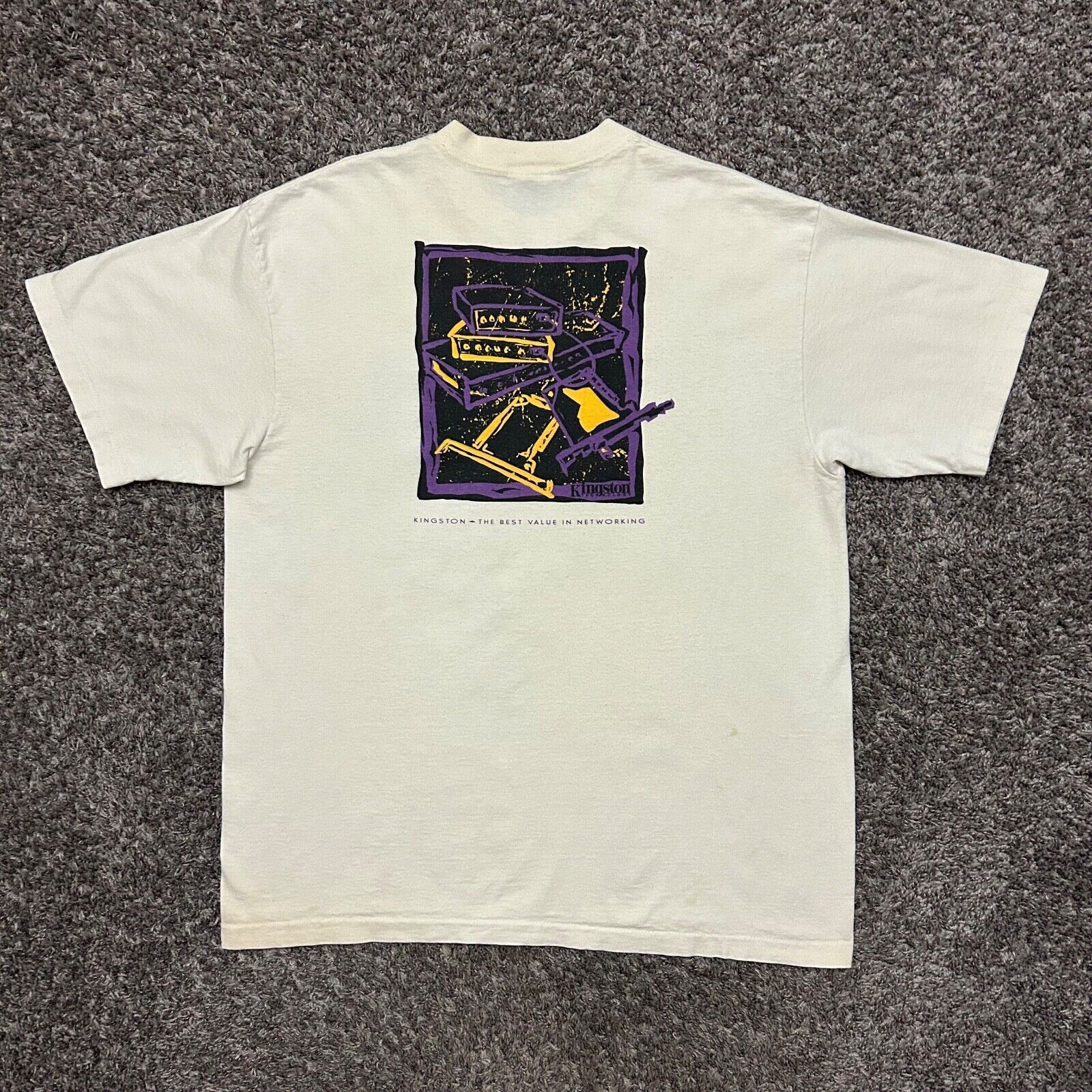 Vintage Vintage Thrashed Shirt 80s Computer Technology Faded White Size US XL / EU 56 / 4 - 9 Thumbnail