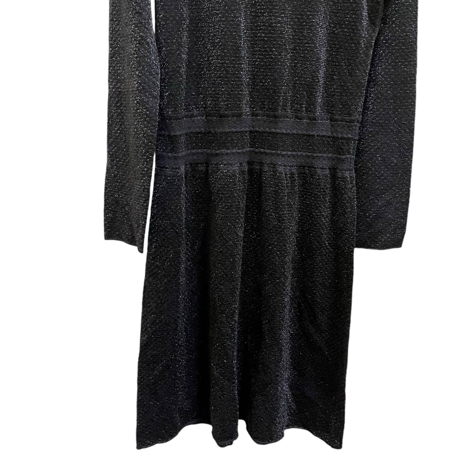 Tory Burch Black Isabelle Wool Metallic Sweater Dress Large