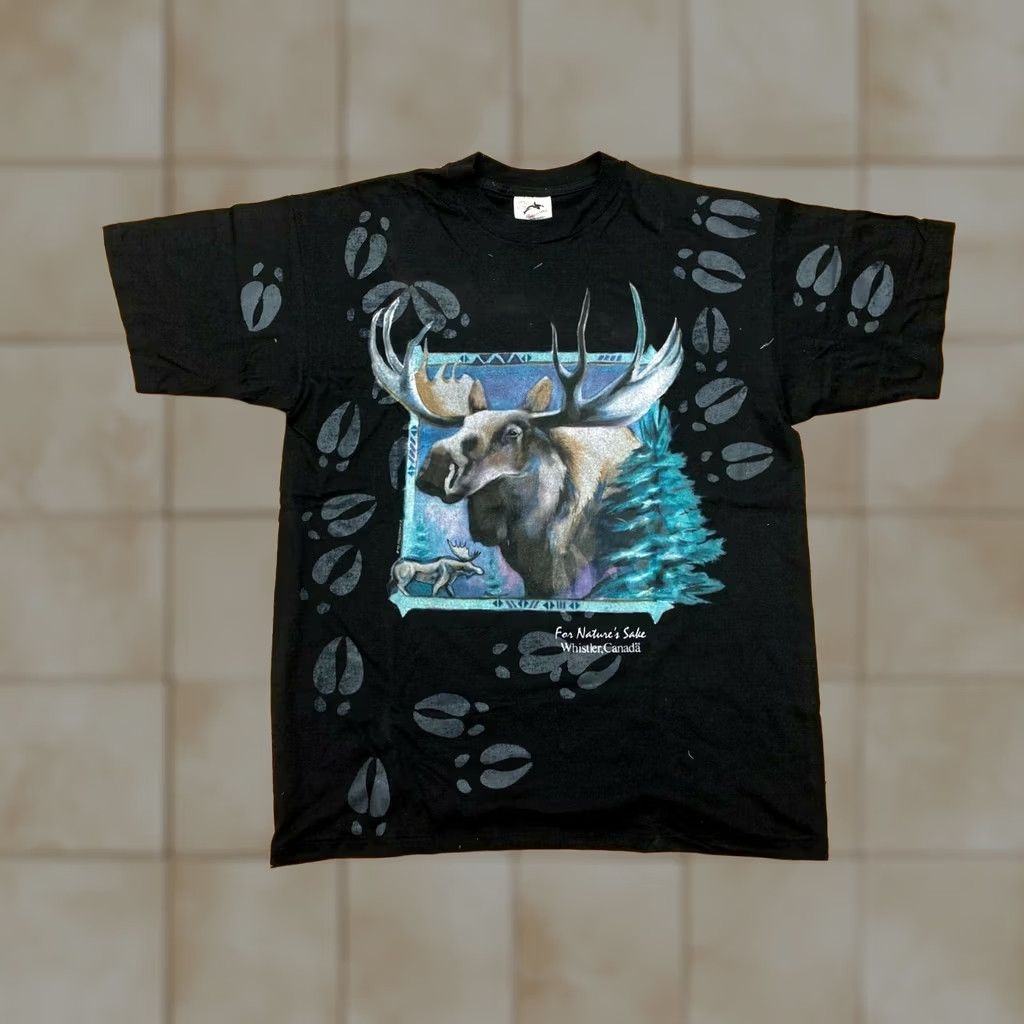 Vintage VINTAGE Harlequin T-Shirt Black XL Crew Neck Unisex Adults 1990s Bear Grizzly Wildlife 90s Whistler BC USA Made Size US XL / EU 56 / 4 - 1 Thumbnail