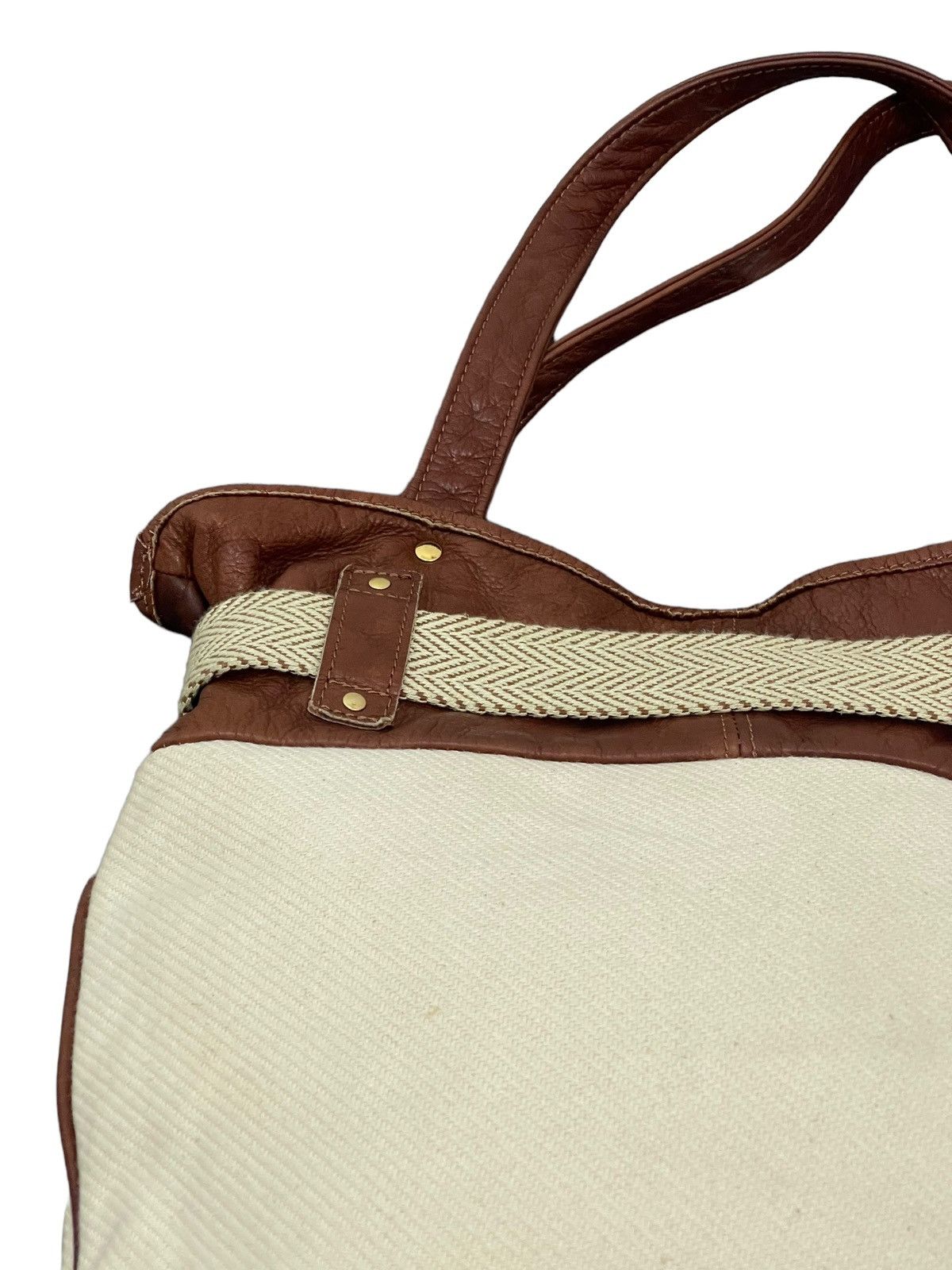 Japanese Brand Leather Cotton Bonfanti Italy Shoulder Bag 4🟩 Size ONE SIZE - 13 Thumbnail