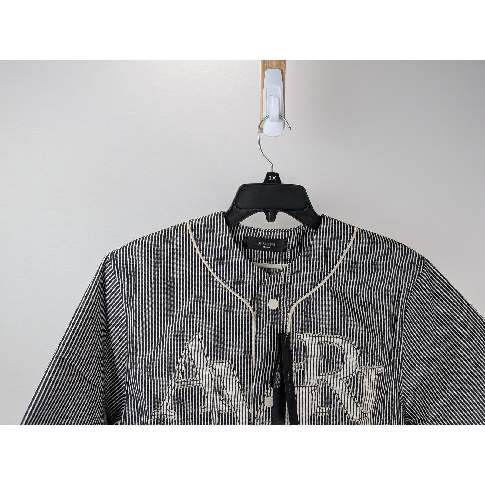 Amiri o1rshd1 Striped Denim Logo Shirt in Black/White Size US M / EU 48-50 / 2 - 2 Thumbnail