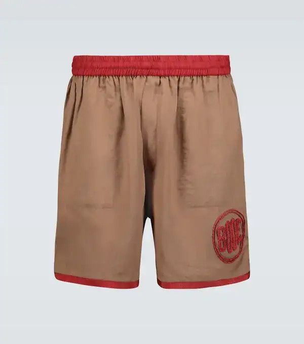 Bode 495USD Straight-Leg Bead-Embellished Satin Shorts Size US 34 / EU 50 - 3 Thumbnail