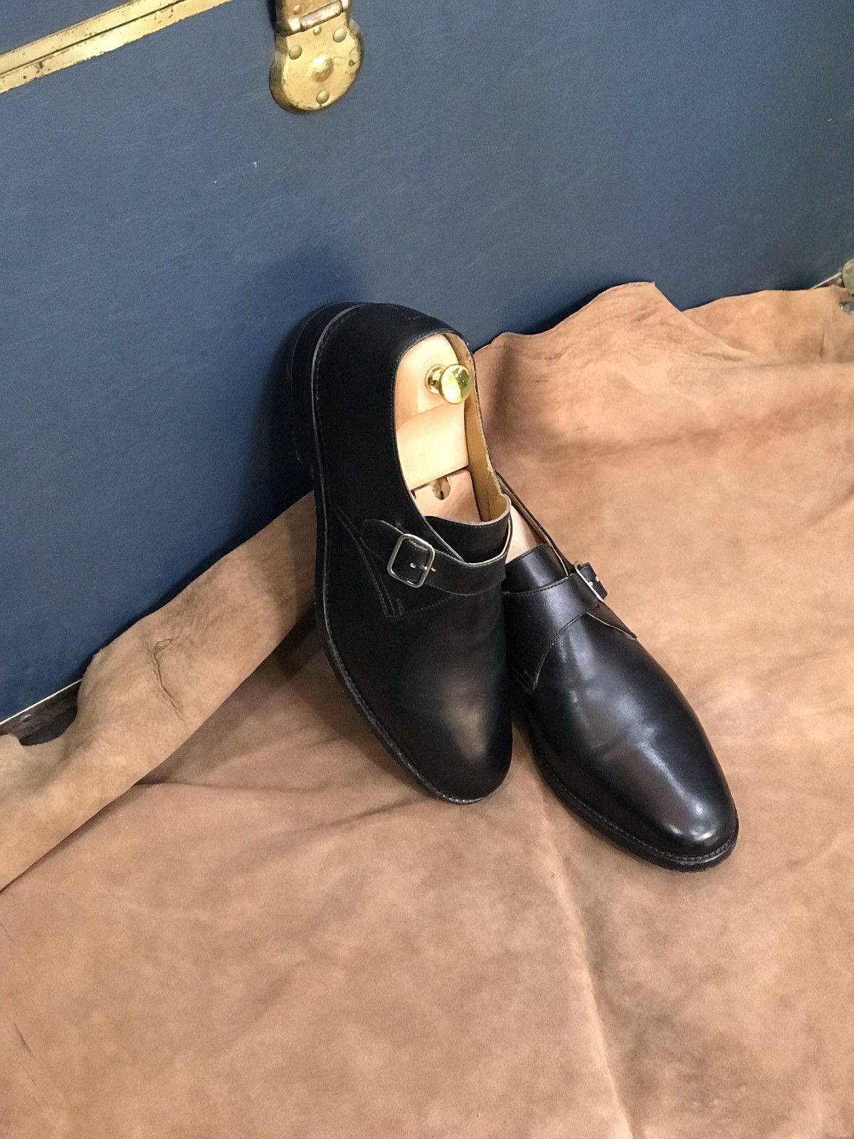 Handmade Single strap monk shoes derbies, goodyear welted Size US 12 / EU 45 - 3 Thumbnail