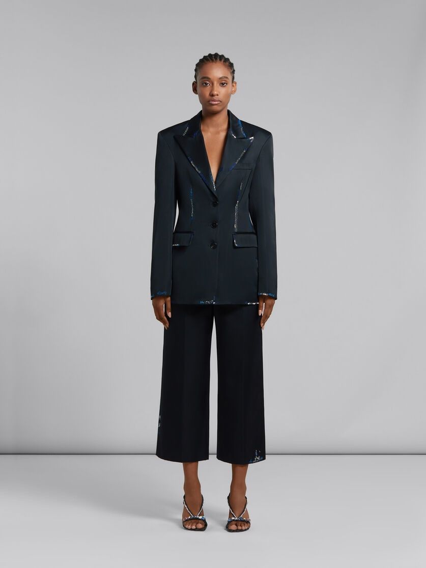Marni o1w1db10125 Duchesse Satin Jacket in Black Size XL / US 12-14 / IT 48-50 - 2 Thumbnail