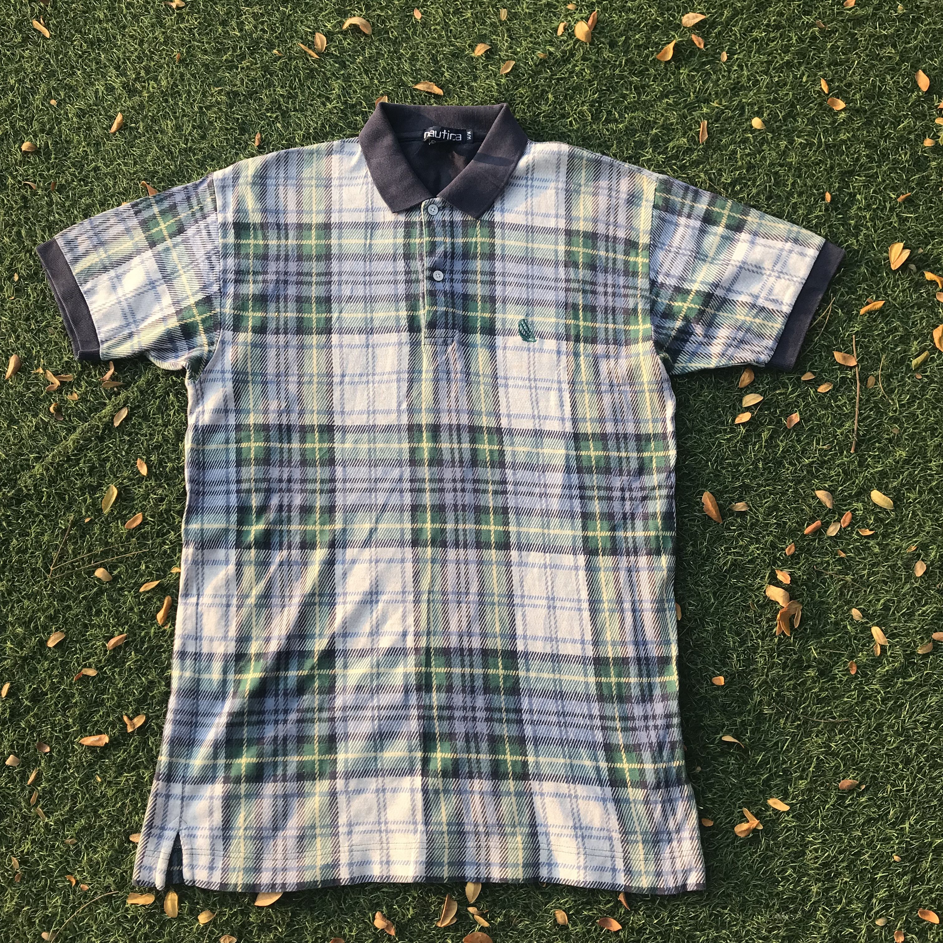 Nautica Vintage Nautica Green Plaid Tartan Polo Shirt Navy blue Size US M / EU 48-50 / 2 - 5 Thumbnail
