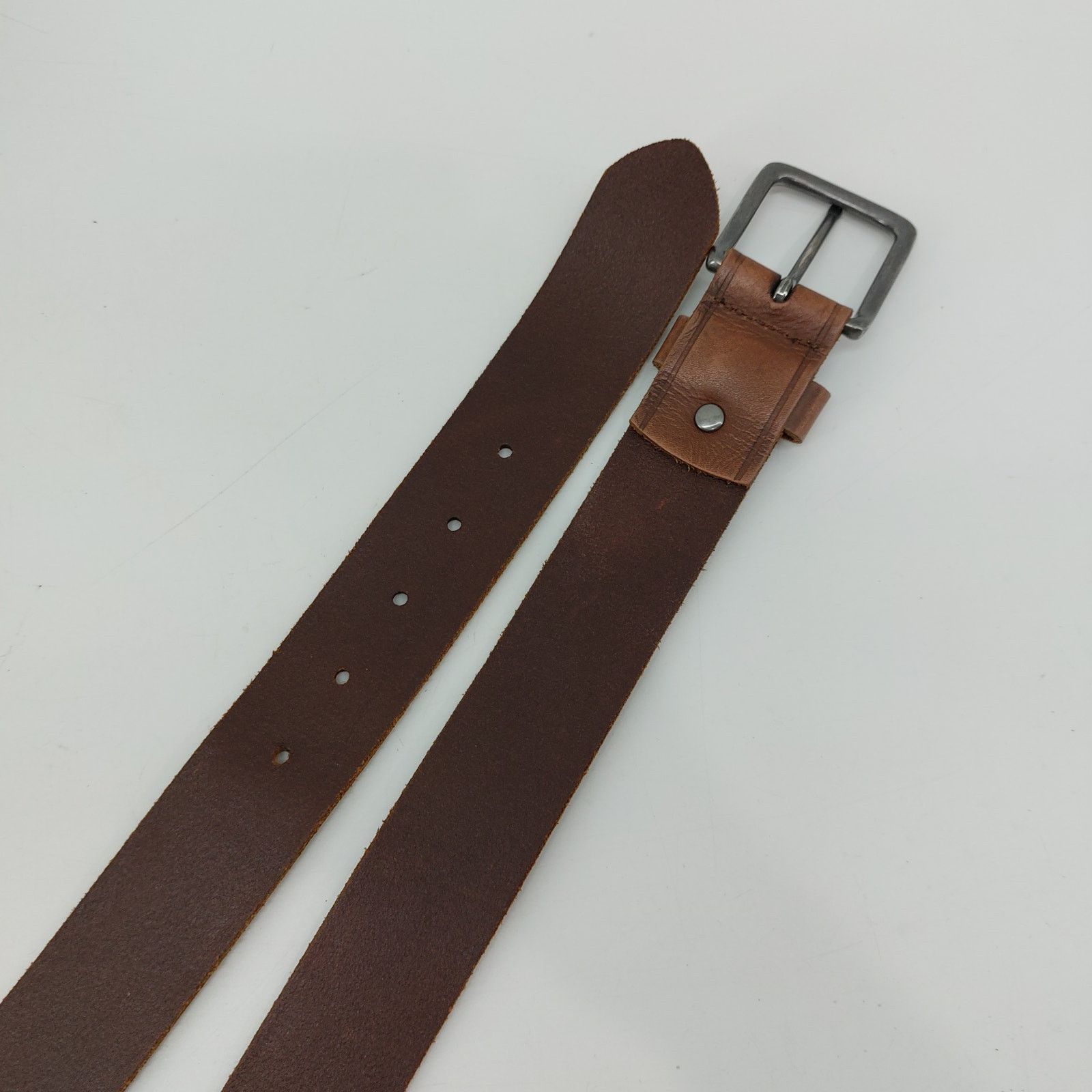 Wrangler Wrangler Mens Brown Leather Belt Sz 34 Silver 1 Prong Buckle Size 34 - 6 Thumbnail