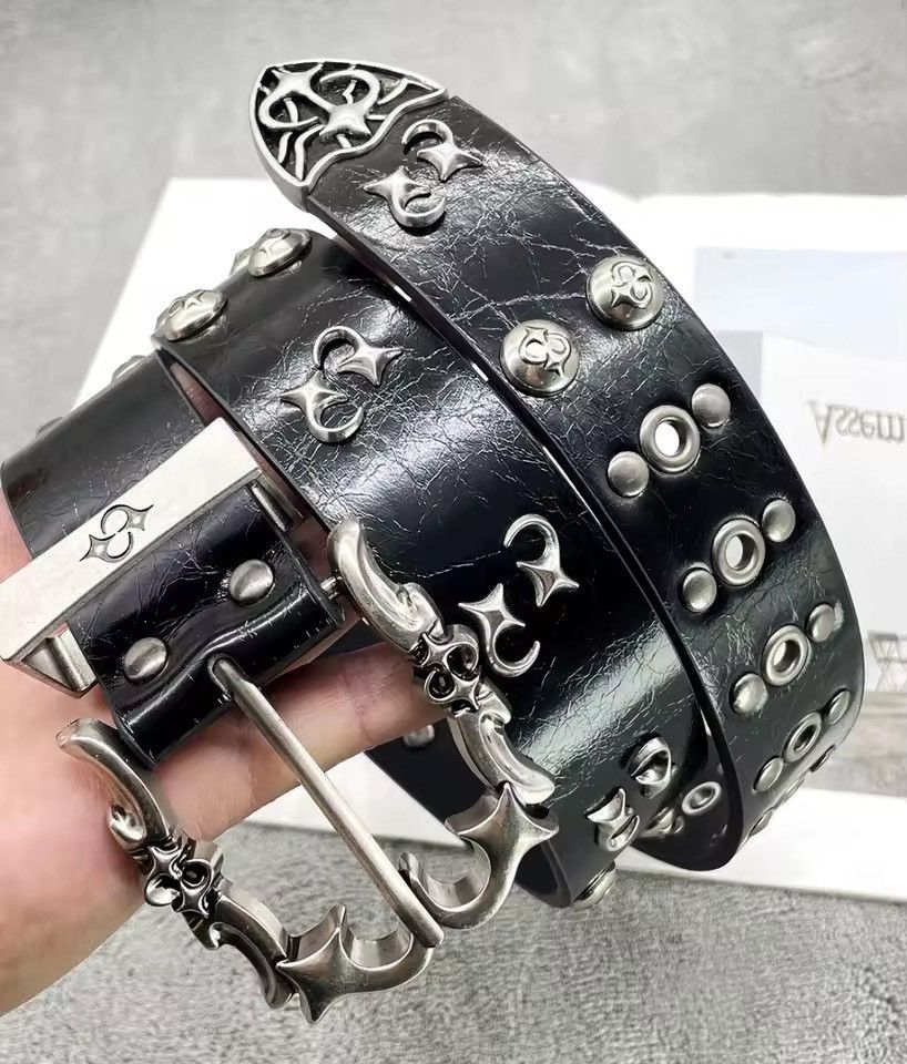 Other Punk Gothic Black PU Leather Belt Size ONE SIZE - 2 Thumbnail