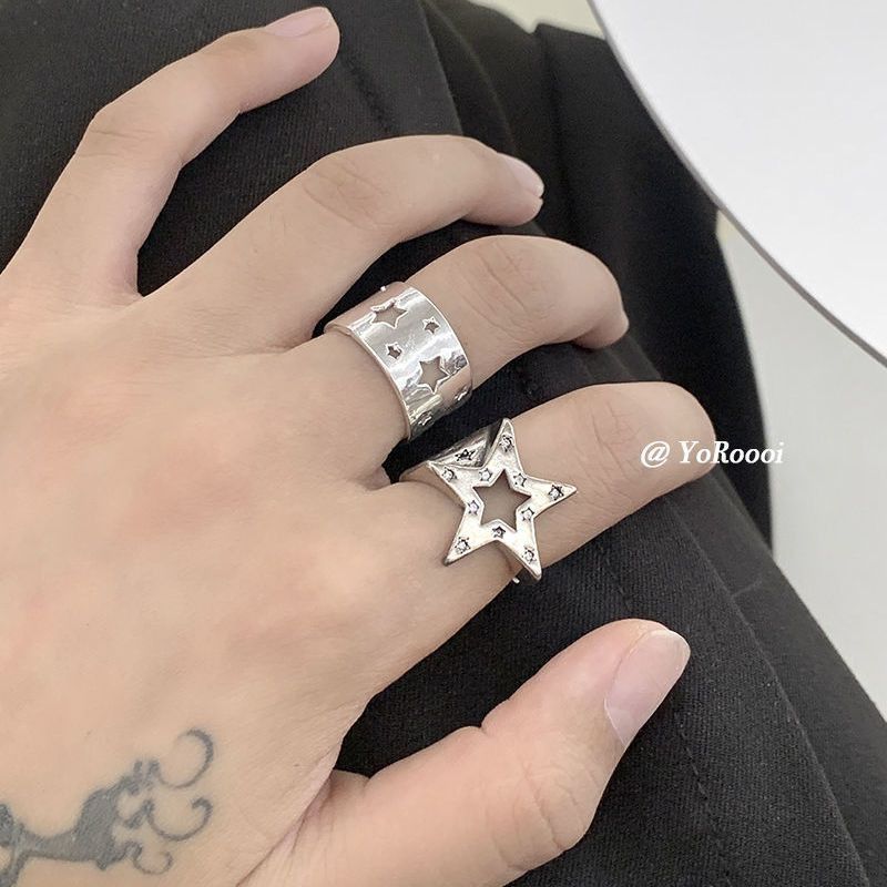 Jewelry Star Punk Jewelry Rings Open Size Chrome Ring (Size 7-13) Size ONE SIZE - 4 Thumbnail