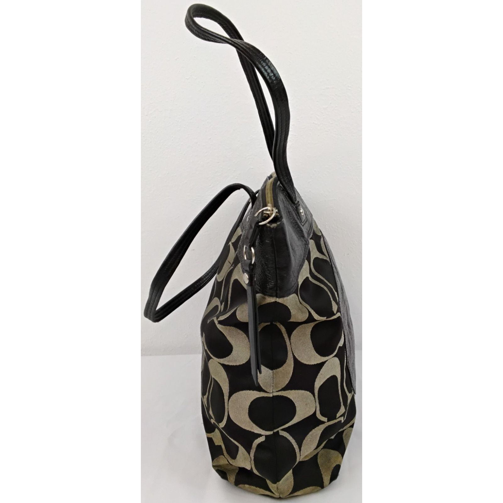Coach Coach Signature Laura Tote Bag Black/Gray Leather F18335 Size ONE SIZE - 6 Thumbnail